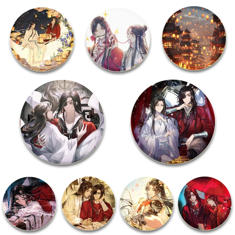 

Popular Anime Heaven Official's Blessing Button Pin Tinplate Brooch Character Badge for Backpack Accessories Fans Collection