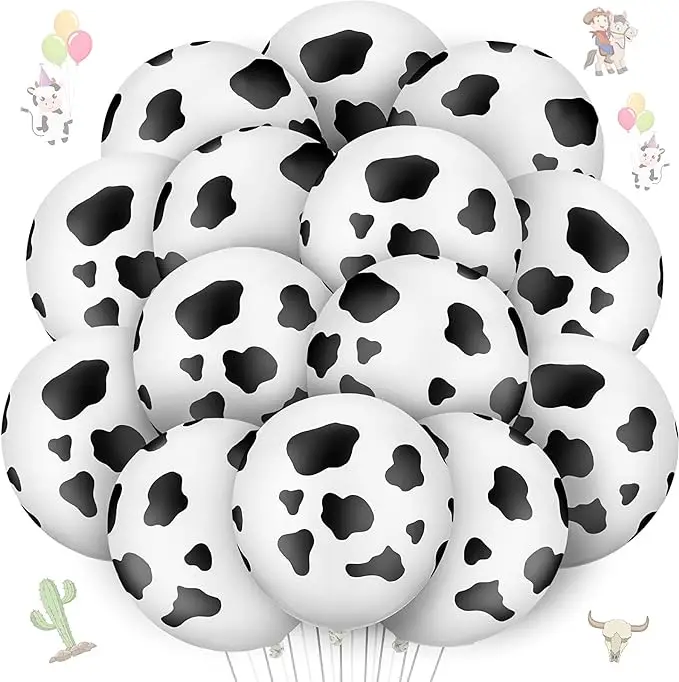 25pcs cow printed latex balloons, cow themed birthday party, photography studio, decoration balloons