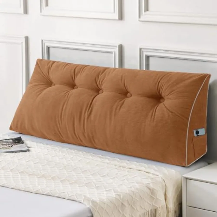 

Headboard Pillow, Wedge Pillow Headboard for Sitting Up in Bed, Back-Rest Support Triangular Cushion for Reading - Features Rem