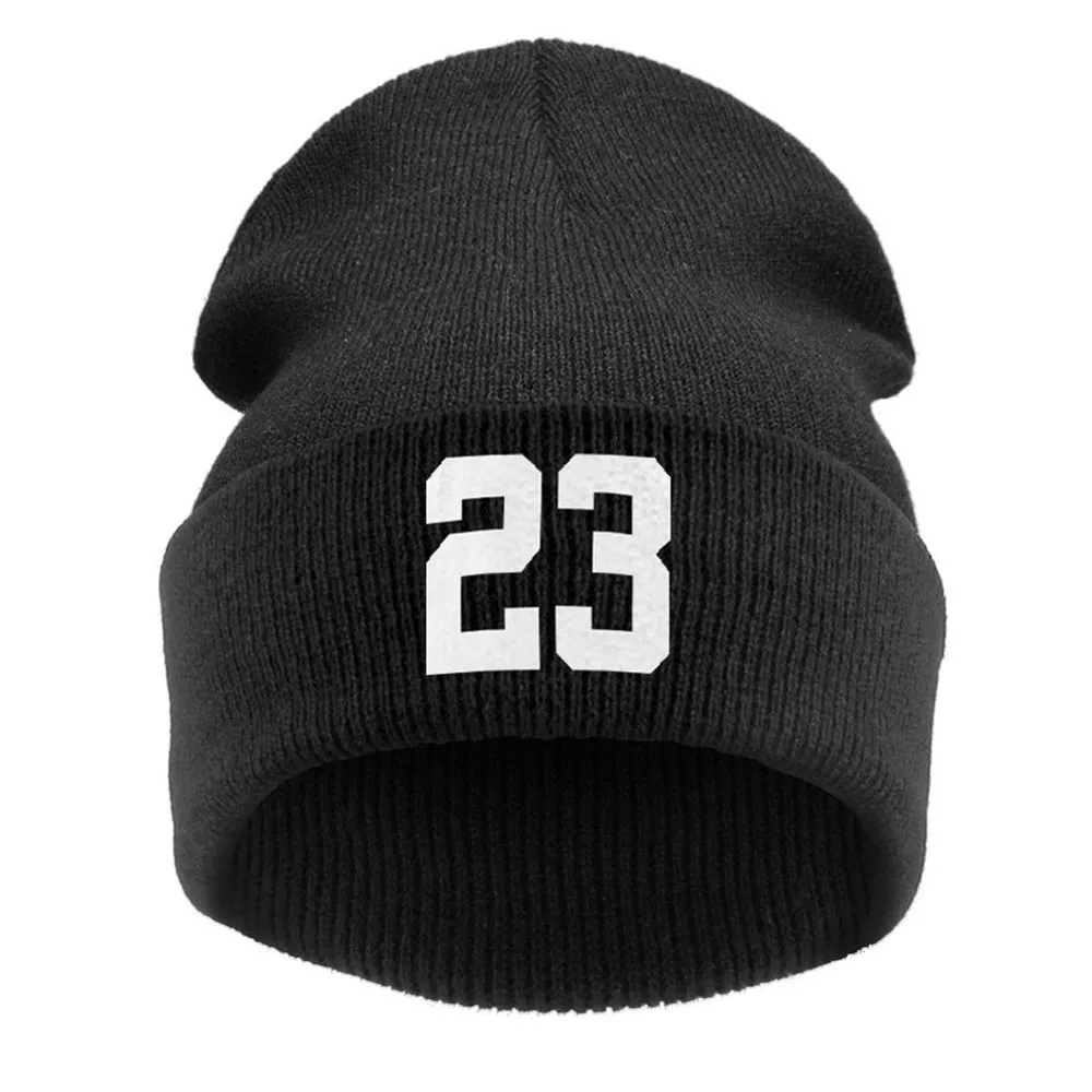 Winter Knitting Hat Skullie Beanie Cap 23 Number Punk Personality Teens Street Dance Hip-hop Caps Beanies Knitted Bonnet Unisex