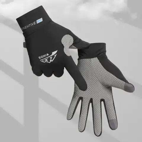 Breathable Sports Gloves Ice Silk Full Finger Gloves Anti-Slip Sun Protection Riding Sunscreen Fishing Kayak Rowing Gloves