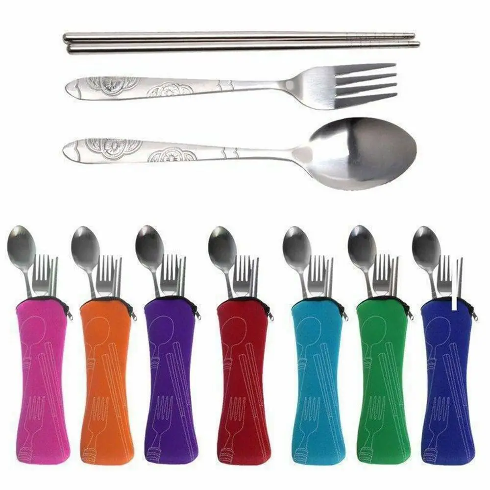 High Quality Travel Packaging Tableware Bag Picnic Fork Spoon Without Dinnerware Cutlery Bags Portable Tableware Case Camping