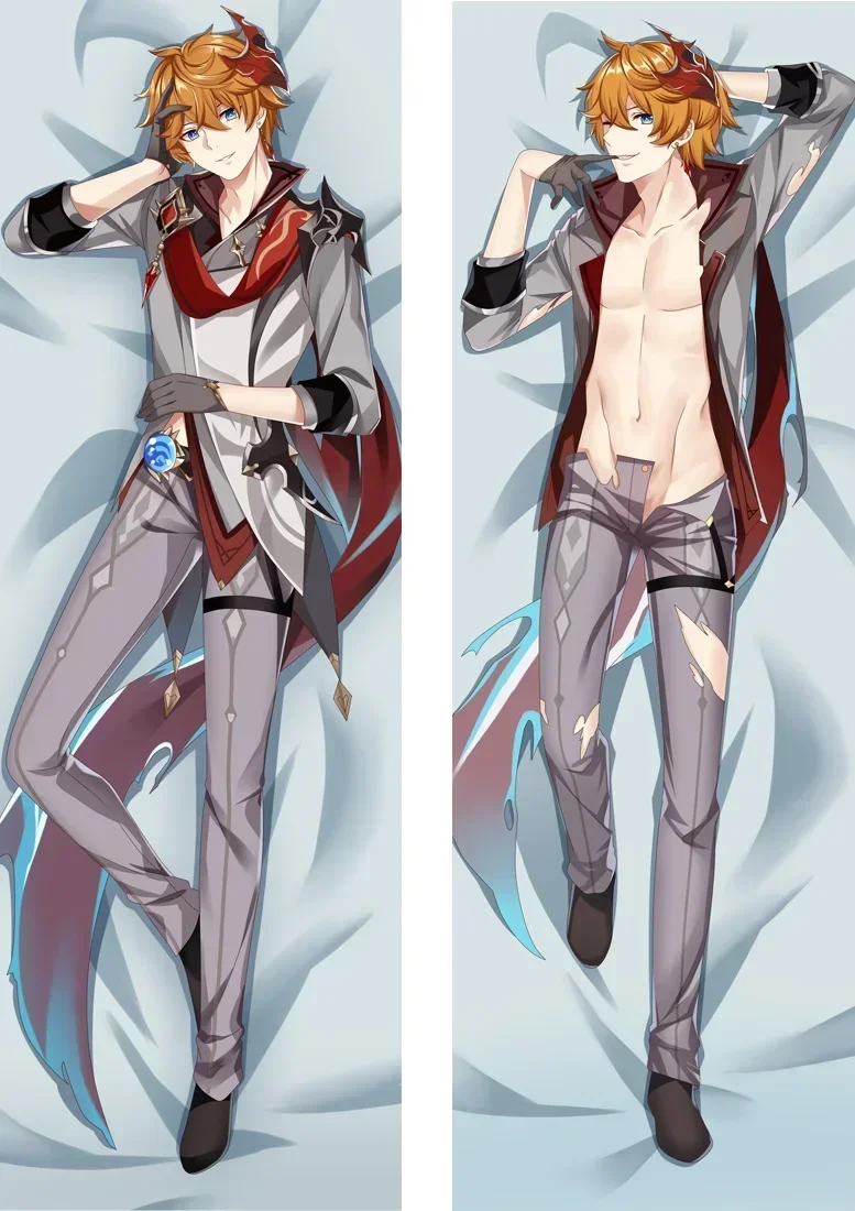 

Обложка для подушки Genshin Impact Dakimakura, двусторонняя наволочка для подушки с игровым персонажем тартаглии, кожаная трикотажная подушка для всего тела, искусственная кожа