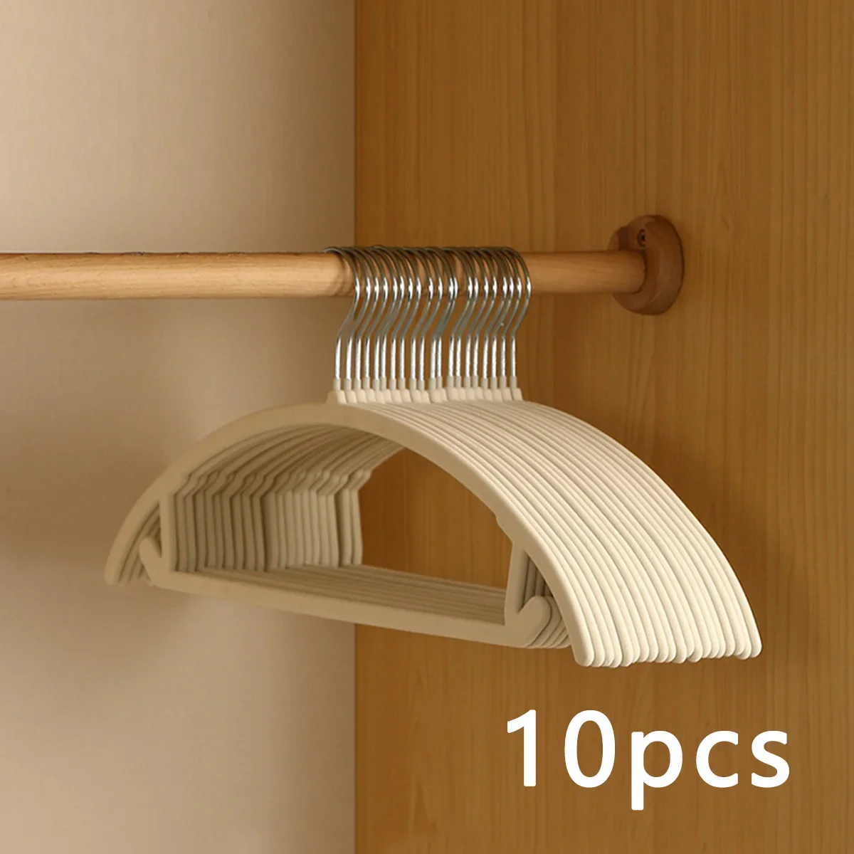 10/20Pcs Home-Use Black/Beige/Grey Velvet Hangers, Plastic Hangers, Suitable for Closet and Wardrobe Organization,
