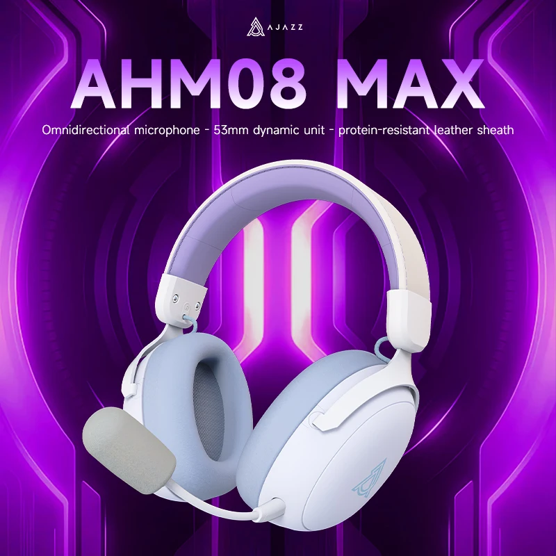 AJAZZ AHM08 MAX draadloze gamingheadset, 3 modi, ANC, 1050 mAh, ergonomisch, lage latentie, geluidslocalisatie, volumeknop