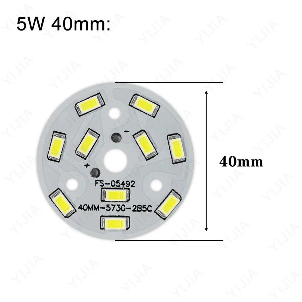 Pannello luminoso a LED da 10 pezzi 5W 40mm 50mm SMD 5730 Pannello luminoso a LED PCB Bianco caldo naturale 15-17V Adatto per lampadina da incasso a