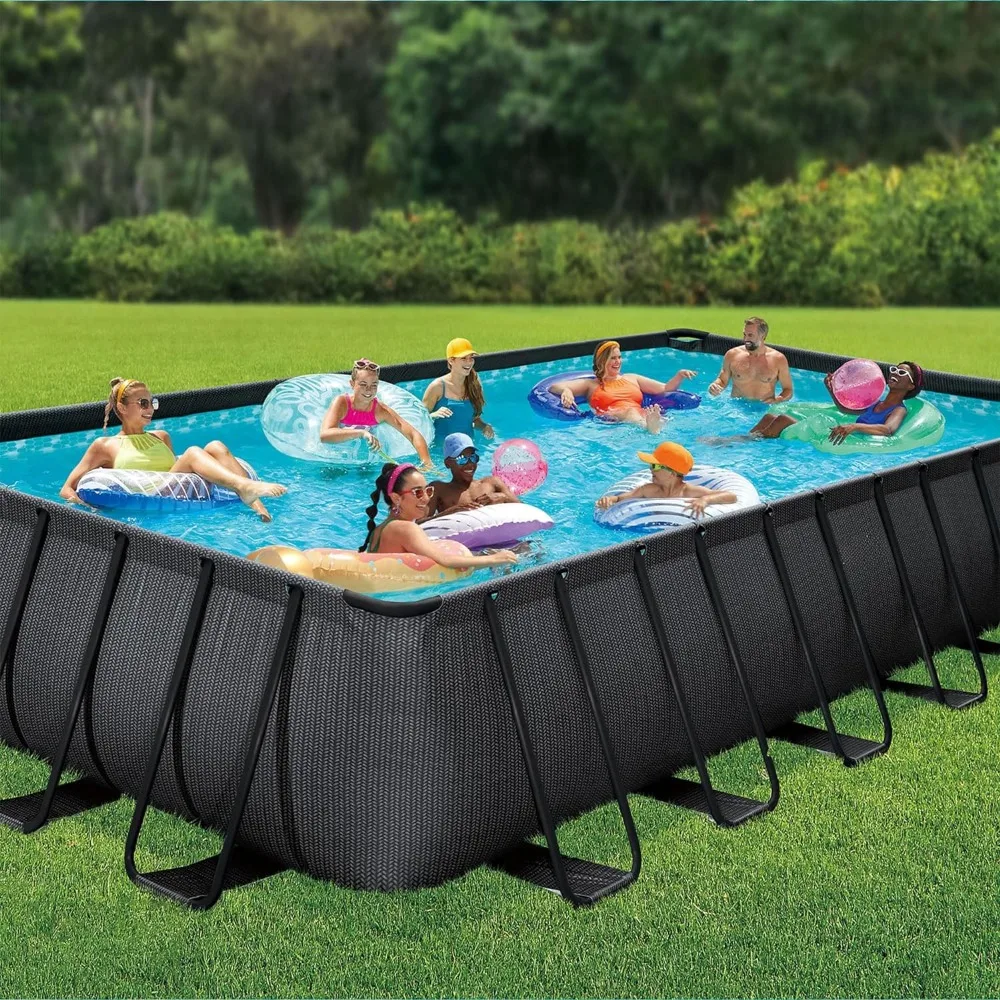 

24' x 12' x 52" Oasis Designer Rectangular Frame Outdoor Above Ground Swimming Pool with Accessories & Maintenance Kit