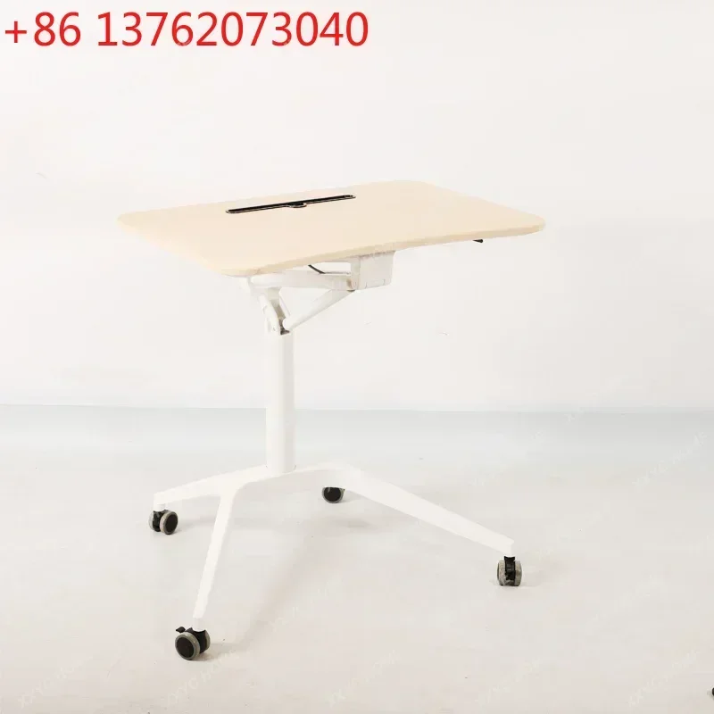 A Ergonomic Gas Spring Height Adjustable Sit Stand Mobile Table Pneumatic Computer Desk