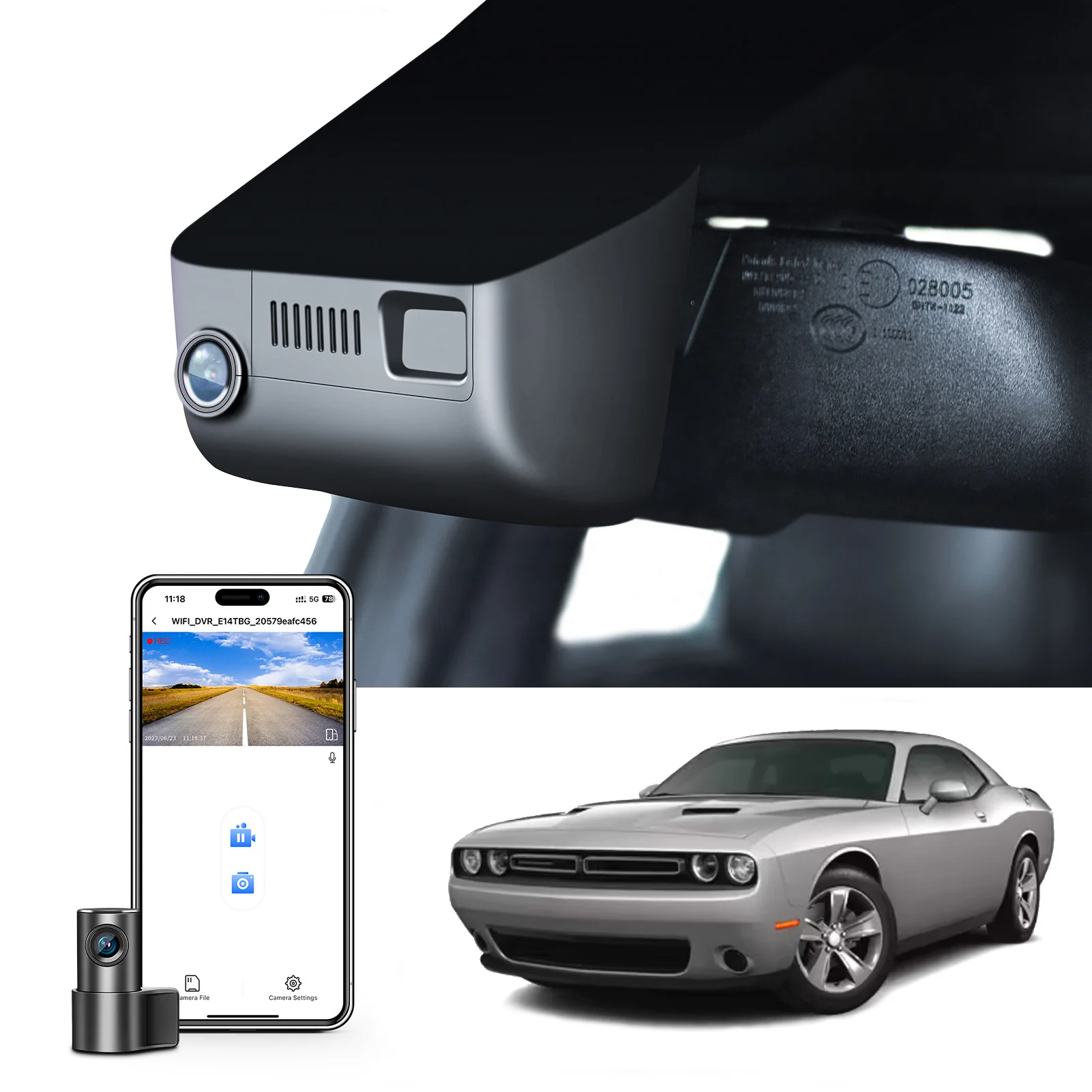 كاميرا مانجو 4K داش أمامية وخلفية لسيارة دودج تشالينجر موديل A/B 2015-2023 مع تطبيق GPS Wifi 24H كاميرا مراقبة ركن السيارة