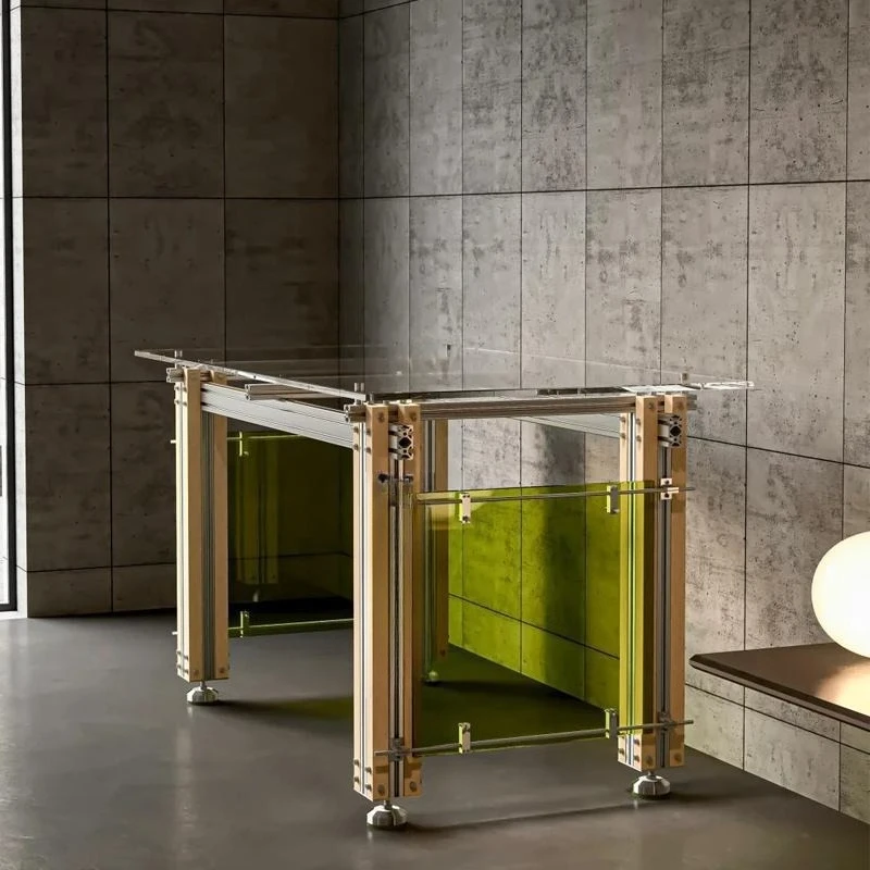 

Aluminum profile creative computer desk, tempered glass table, household aluminum profile study desk