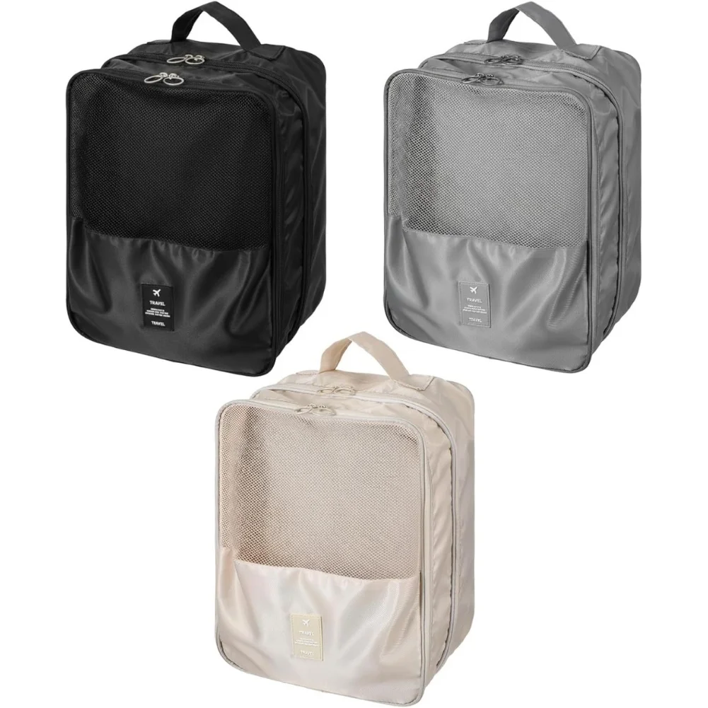 

Для хранения в шкафу, органайзер для хранения обуви, дорожная сумка для обуви, для упаковки чемодана, черный, серый, бежевый, вмещает до 3 пар