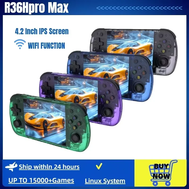 

Новая портативная игровая консоль R36H PRO MAX 2026 года в стиле ретро, система ArkOS, 4,2-дюймовый IPS-экран 1024*768, портативный карманный видеоплеер
