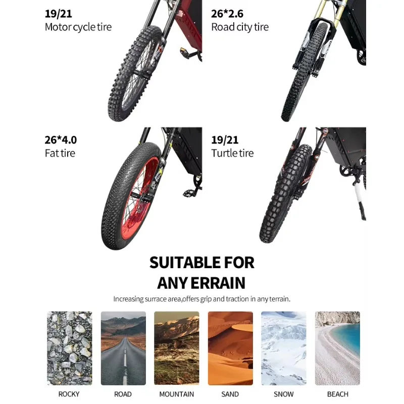 Cheap 24 Inch 48v 1000w 2000w 3000w Dirt Bikes Electric Bicycle Online