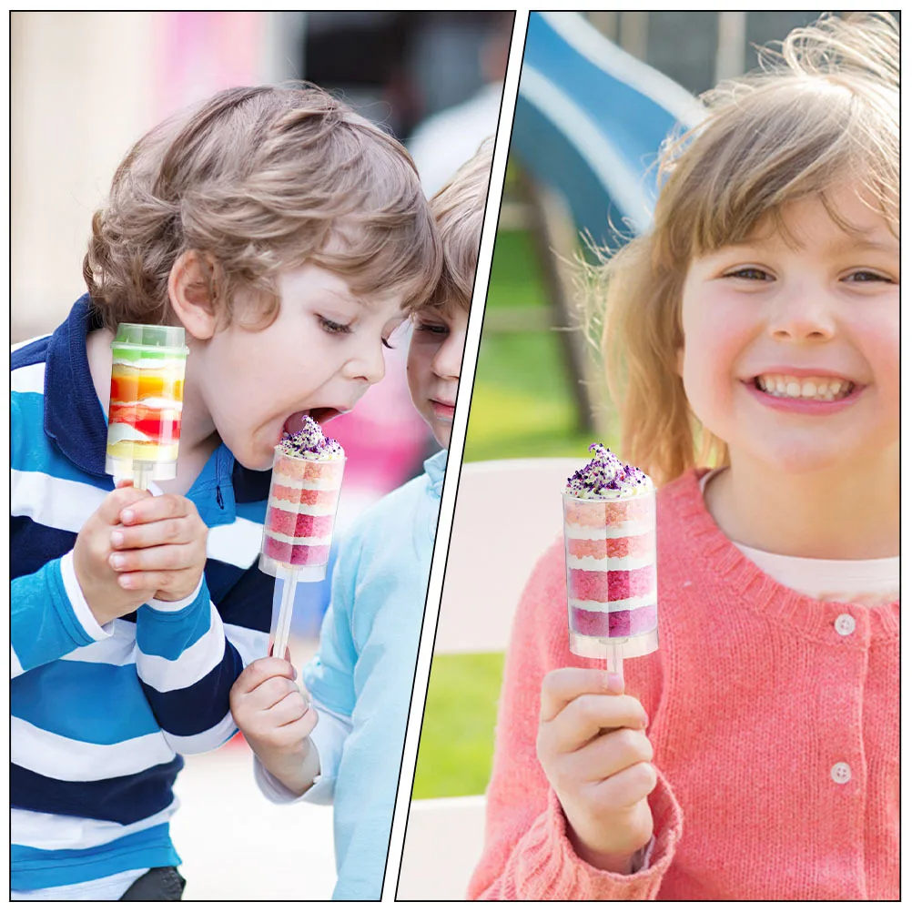 

20pcs Cake Push Pops Holder Round Shape Transparent Pp Leakproof Reusable Diy Baking Molds For Cake Ice Cream Jelly Cheesecake