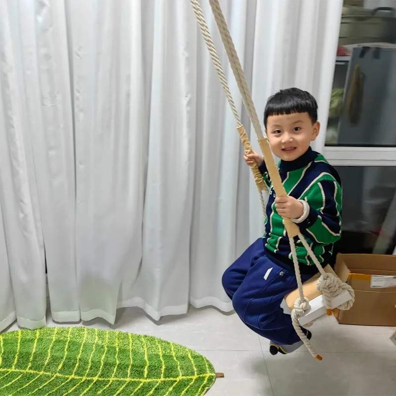 Kid Swing Chair Hanging Swings Set for Child Adult Safety Children Toy Rocking Solid Wood Seat with Cushion Baby Room Decoration