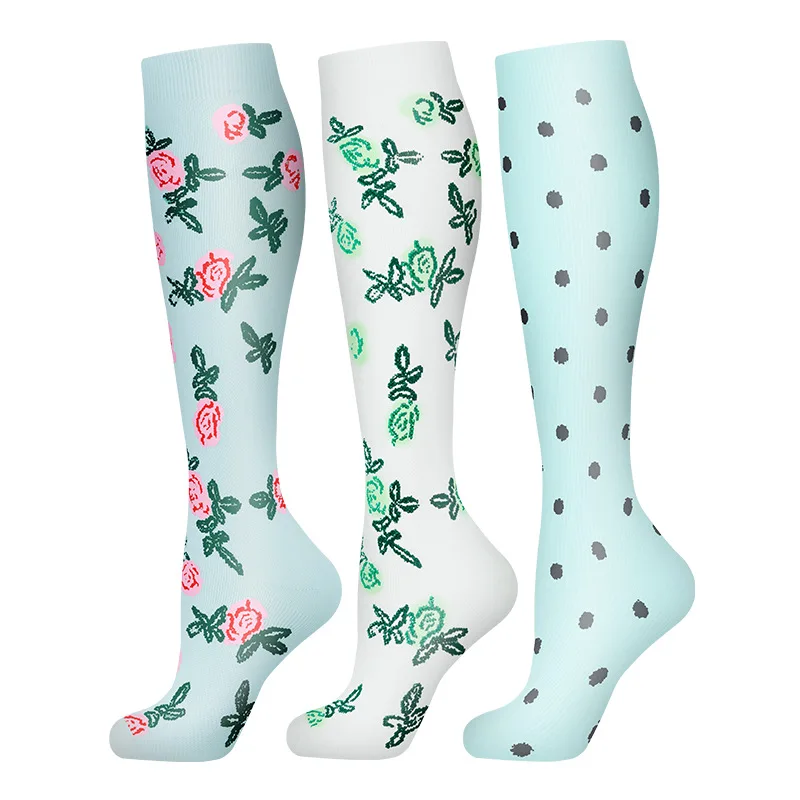 3/6 Paar Kompressionssocken Outdoor-Sport Reiten Kompresse Stretchstrümpfe Krankenschwester Wadendruck Beinsocken Geschwollene Krampfadern – Detail 9