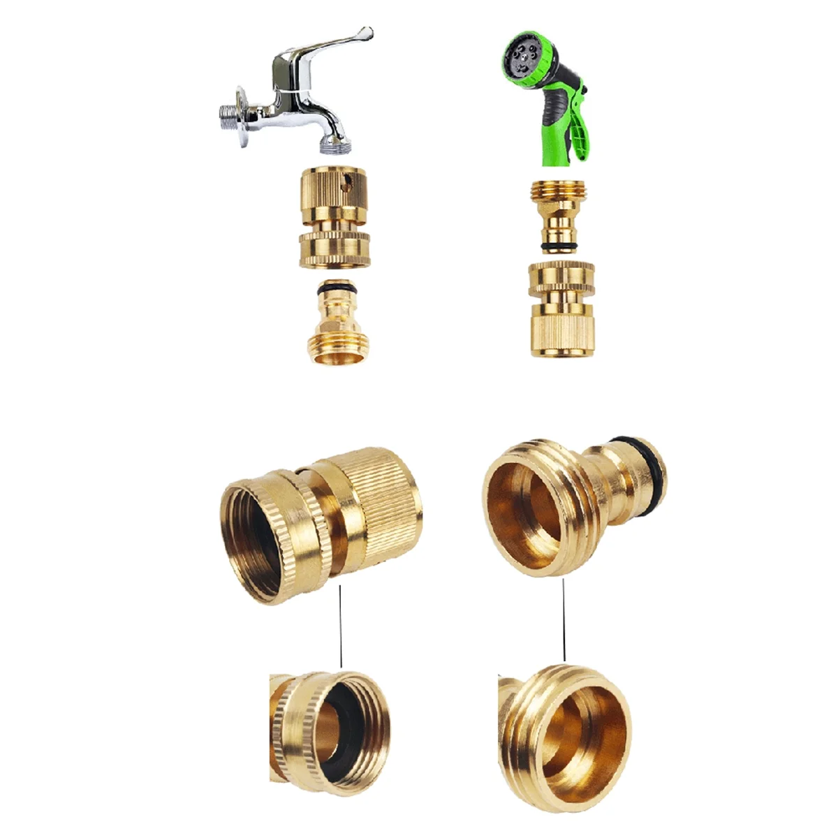 A71P نحاس 3/4 بوصة موصل سريع ملولب، موصل مياه الحديقة، غسالة السيارات ذكر/أنثى 3/4 بوصة أوروبية