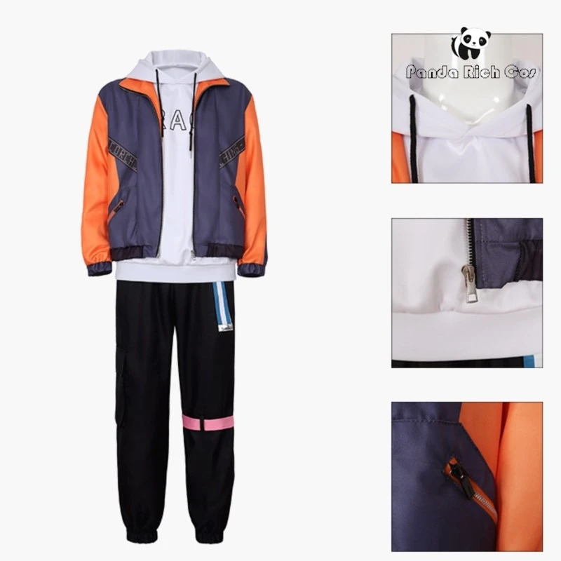 Shinonome Akito disfraz de Cosplay, proyecto de peluca, Sekai, colorido escenario, uniforme Pjsk VBS, fiesta de Halloween, traje de nuevo estilo para hombre