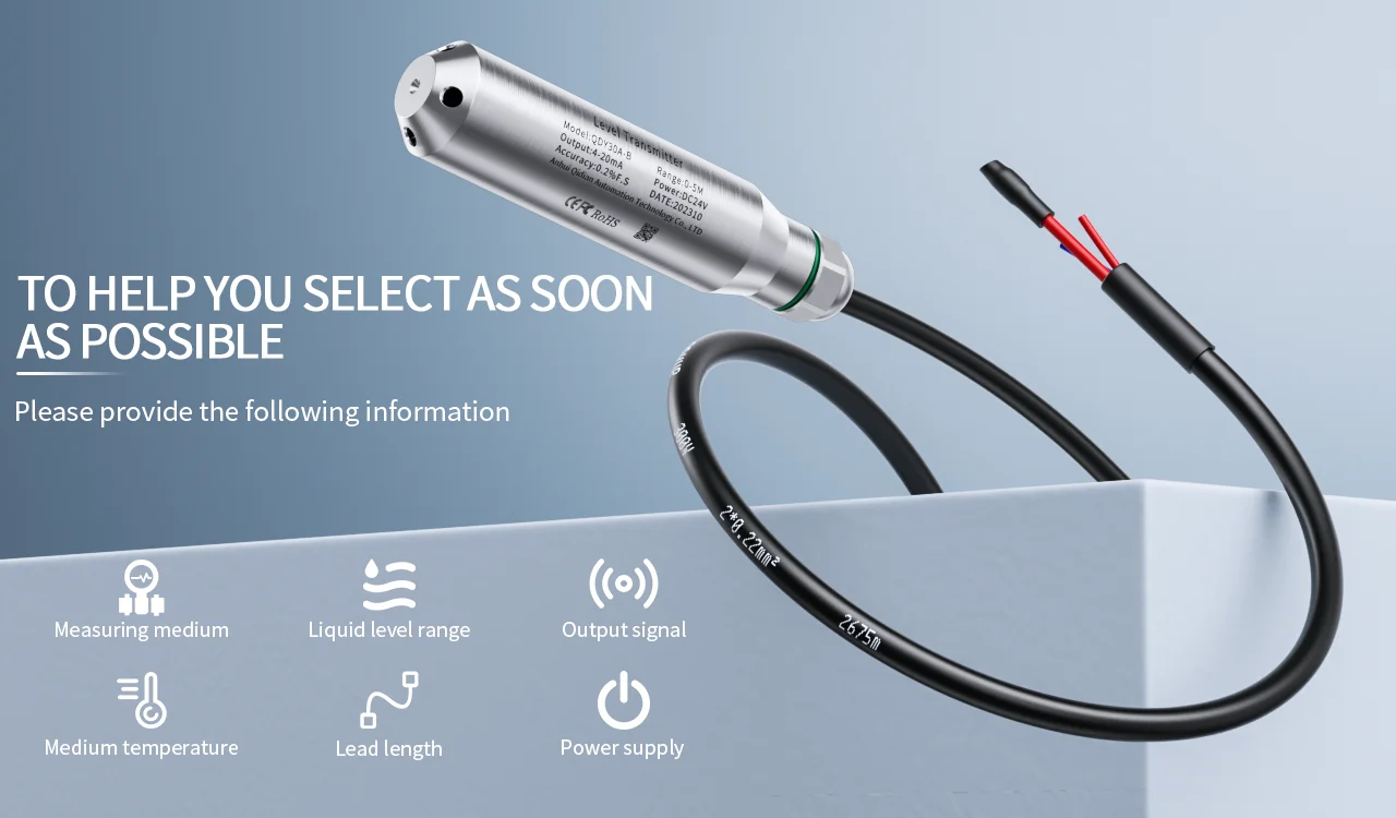 Hydro statischer Füllstand sensor messumformer mit 4-20mA Ausgang DC12-36V Wassertank-Flüssigkeits wandler messgerät – Detail 3