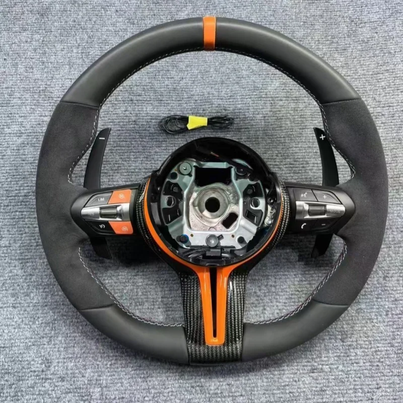 Suede Leather Perforated Flat Steering Wheel For BMW E90 E87 E70 E84 F10 F06 F20 F30 F15 F25 F23 F48 Button Fat Sport Upgrade