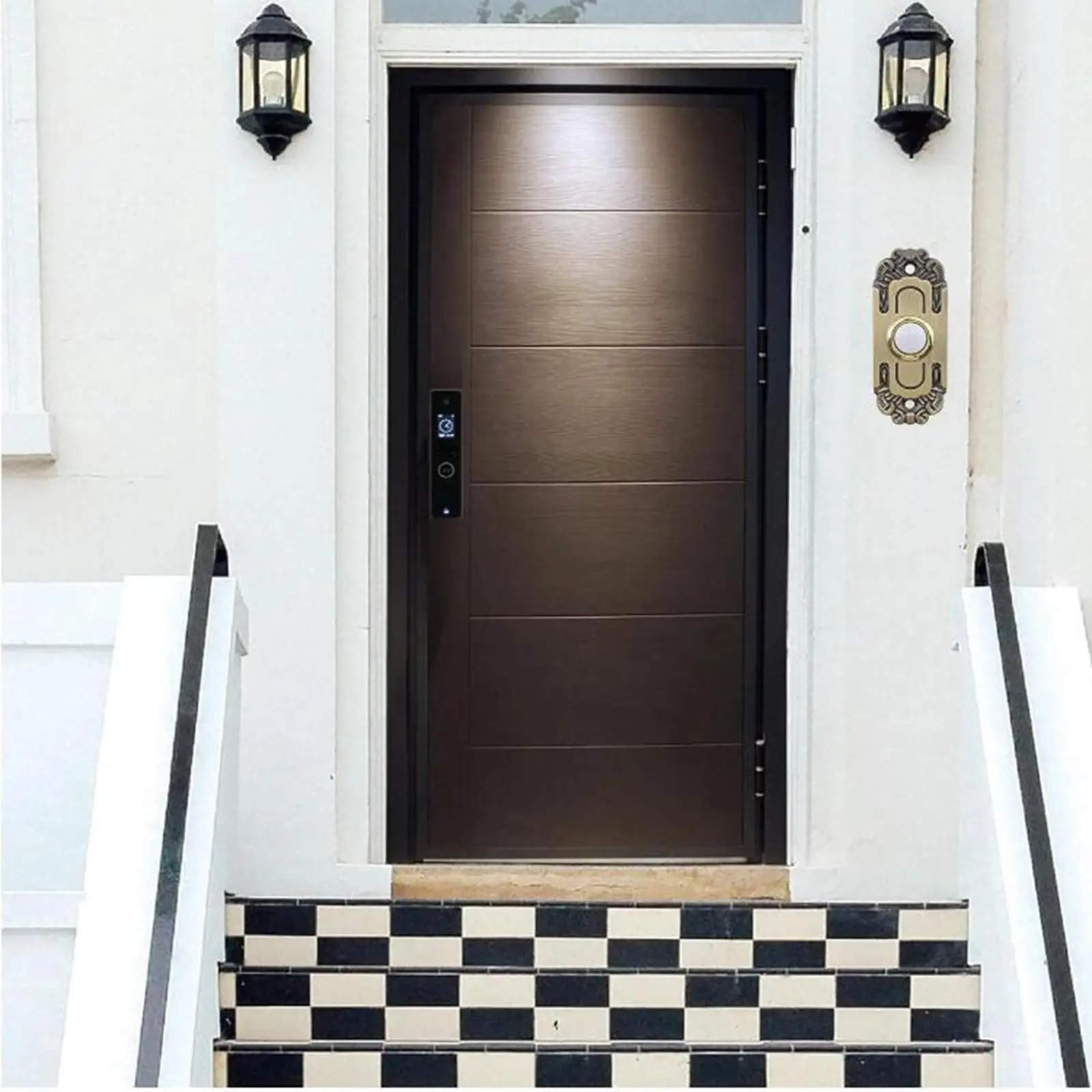Solid Brass Doorbell Push Button with LED Light Compact Wired Ringing Button for Front Door Entrance