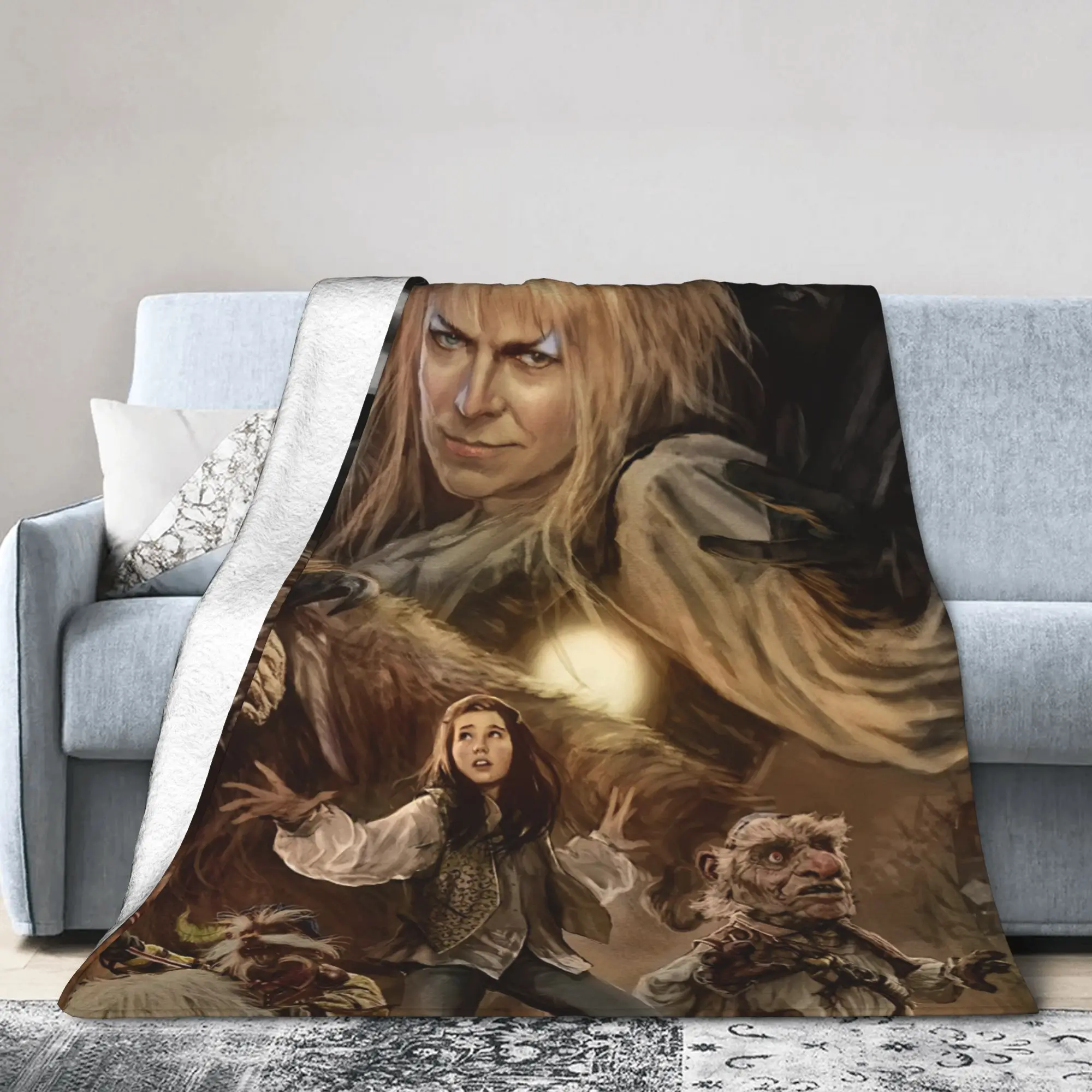 Labyrinths Jareth the-Goblin-King Fuzzy Blankets Classic Movie Vintage Bedding Throw Blankets Bedspreads Soft Gift Multifunction