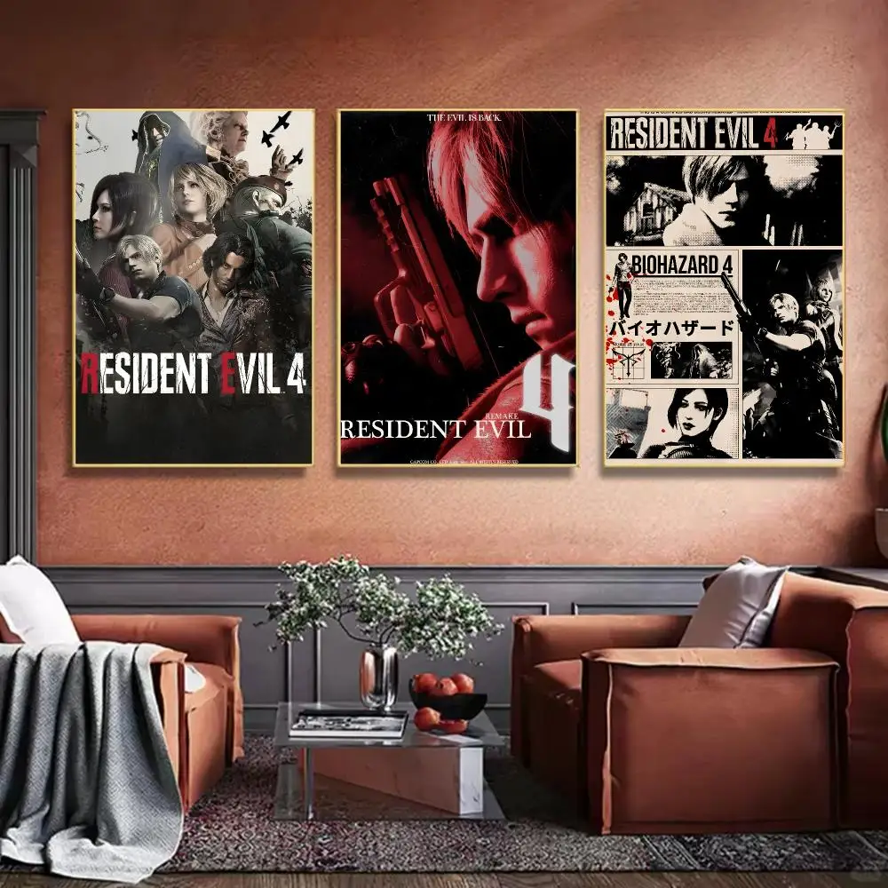 Hot Game RE4 Remake Painting Calligraphy HD Canvas Art Print Wall Decor for Bars Coffee Shops Clubs Rooms