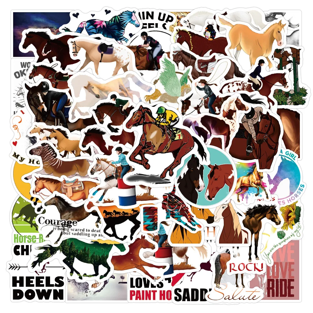 50PCS Horse Cute Stickers Decal for Wall Bike Guitar Laptop