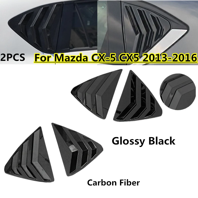 

Glossy Black Carbon Fiber Rear Side Window Shutters Louvers Trim For Mazda CX-5 CX5 2013 2014 2015 2016