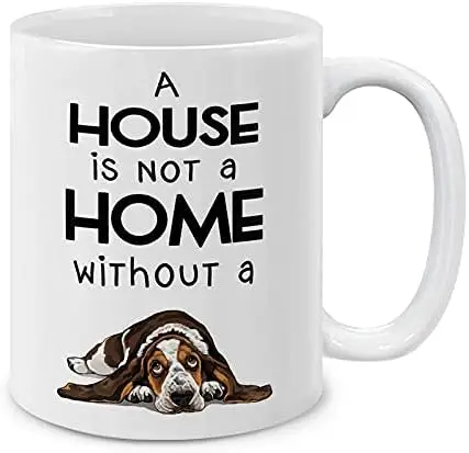 A House Is Not A Home Without A Basset Hound Ceramic Coffee Mug Tea Cup Fun Novelty, 11 OZ