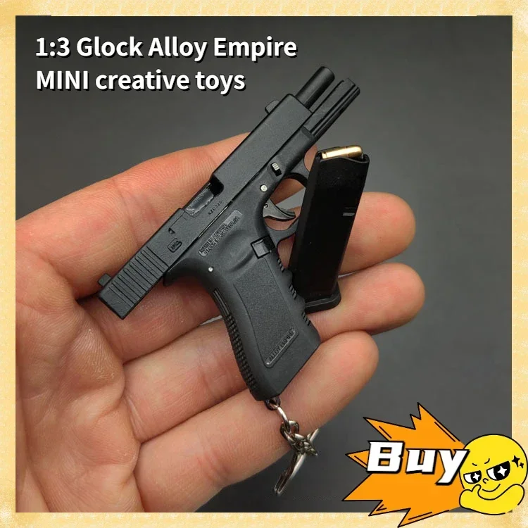 

Shell Ejecting 1:3 gLoCK Alloy Empire Miniature Toy Gun Keychain Jedi Survival Pistol Model Detachable Soldier Equipment For Boy