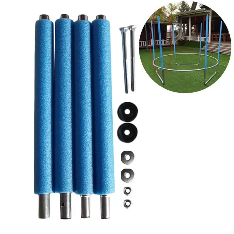 Foam Trampoline Poles Anti-Collision Steel Poles with Screws Enclosure Straight Tube General Trampoline Replacement Parts