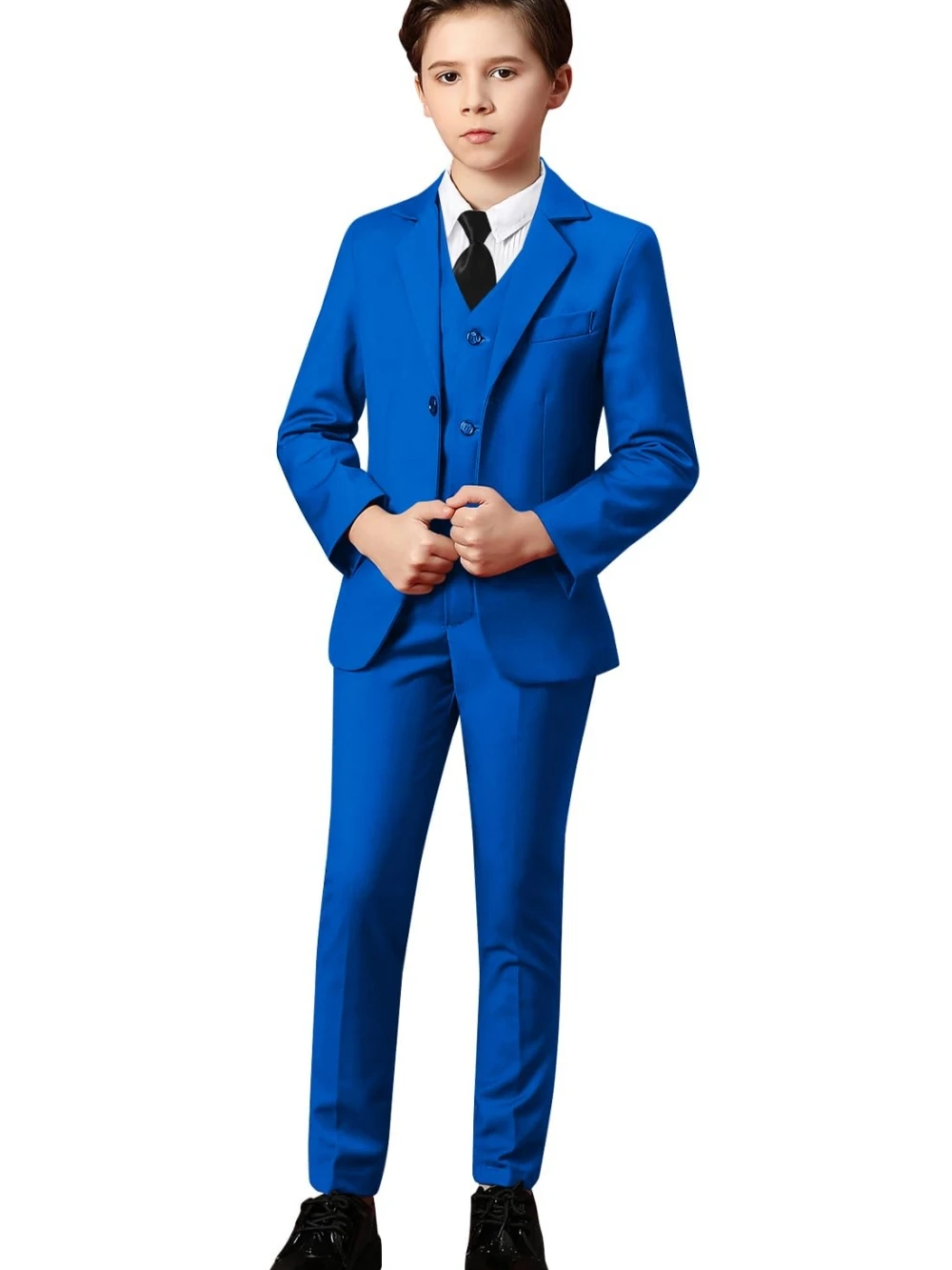 Txjojn الأولاد الصلبة البدلة مجموعة 3 قطع مثالية للحفلات الذكية أنيقة محززة التلبيب الاطفال الدعاوى خاتم الزواج حامل الزي 2-20T #4