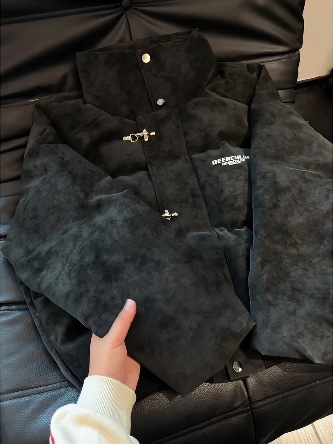 

Мужская окрашенная замшевая хлопковая куртка в американском стиле, теплая зимняя теплая верхняя одежда с воротником-стойкой, высококачественная верхняя одежда для хлеба, модная городская одежда...