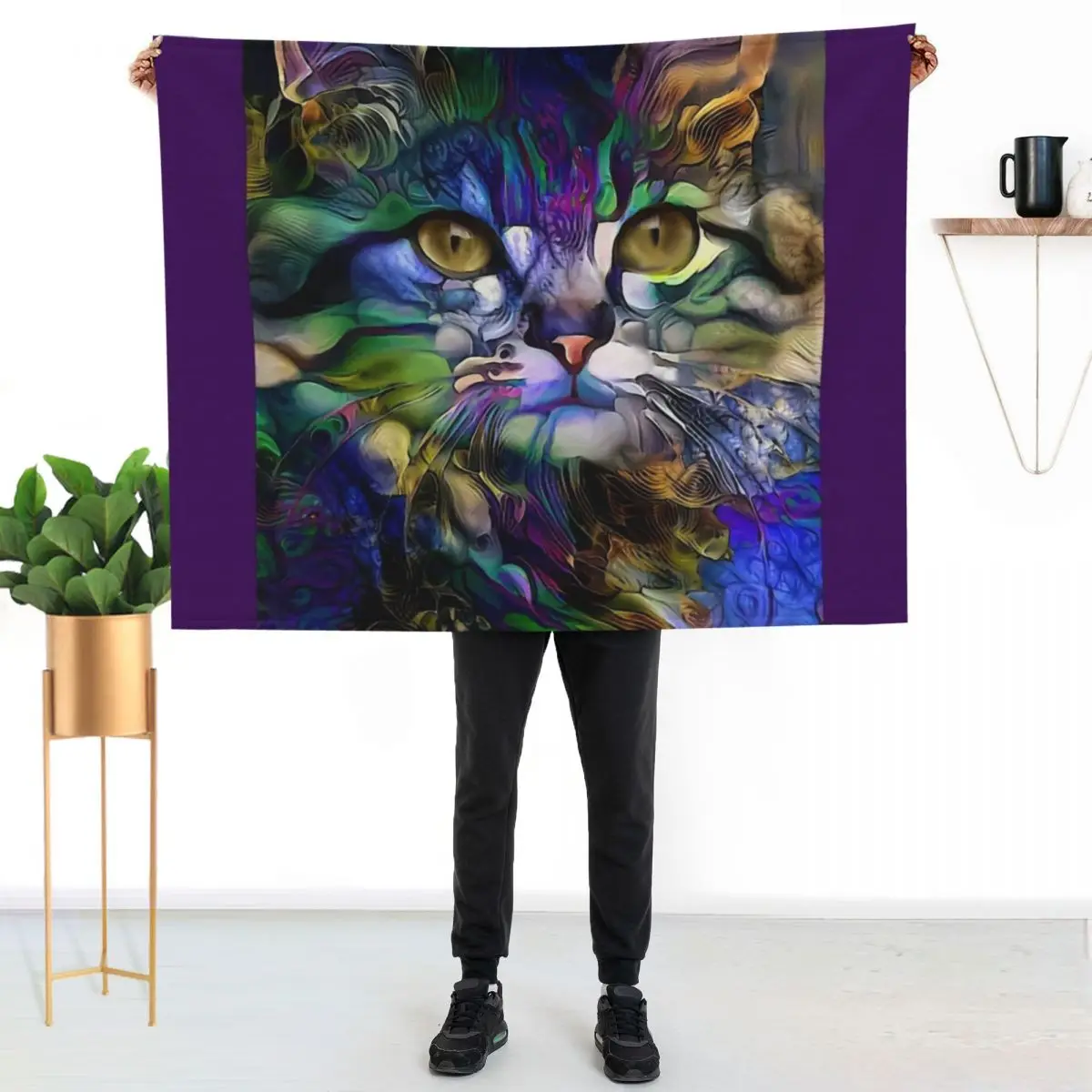 

Arabelle, cat, chat, cat, lea roche paintings Throw Blanket Cozy Sofa Blanket for TV Watching Napping