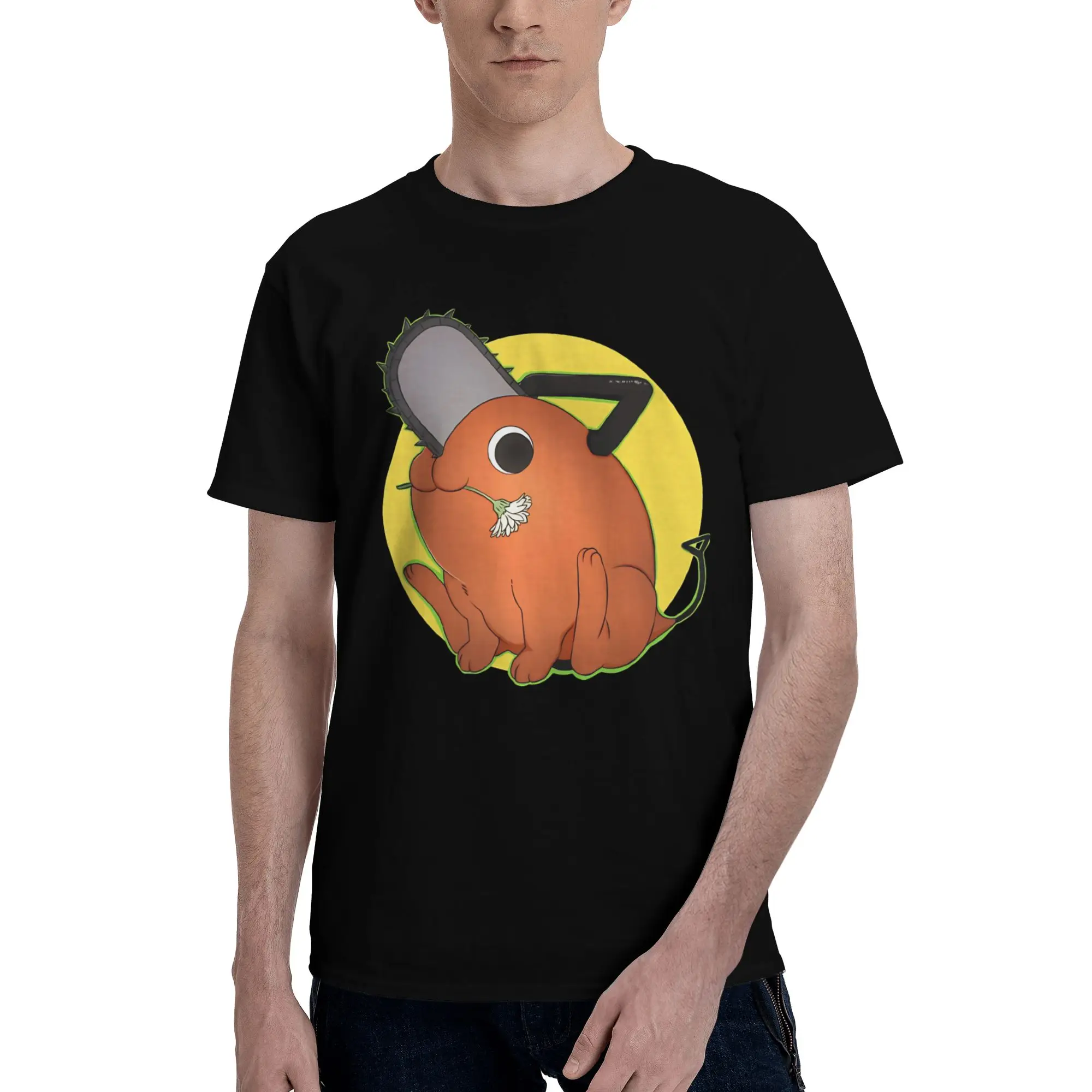 Doodle Cute   Funny 100% Cotton T-Shirt Bandai Chainsaw Man Tops Tees For Men