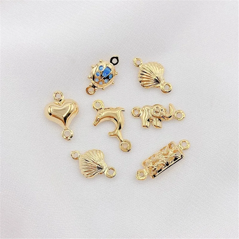 

14K Gold-Color Hollow Flakes Love Dolphin Pendant Small Pendant DIY Bracelet Necklace Finishing Material Accessories L414