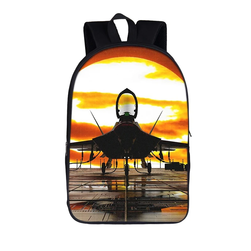 Flugzeug träger Fighter Jet Tank Rucksack für Reise Laptop Tasche Student Bagpack für Teenager Jungen Kinder Schult aschen Bücher tasche