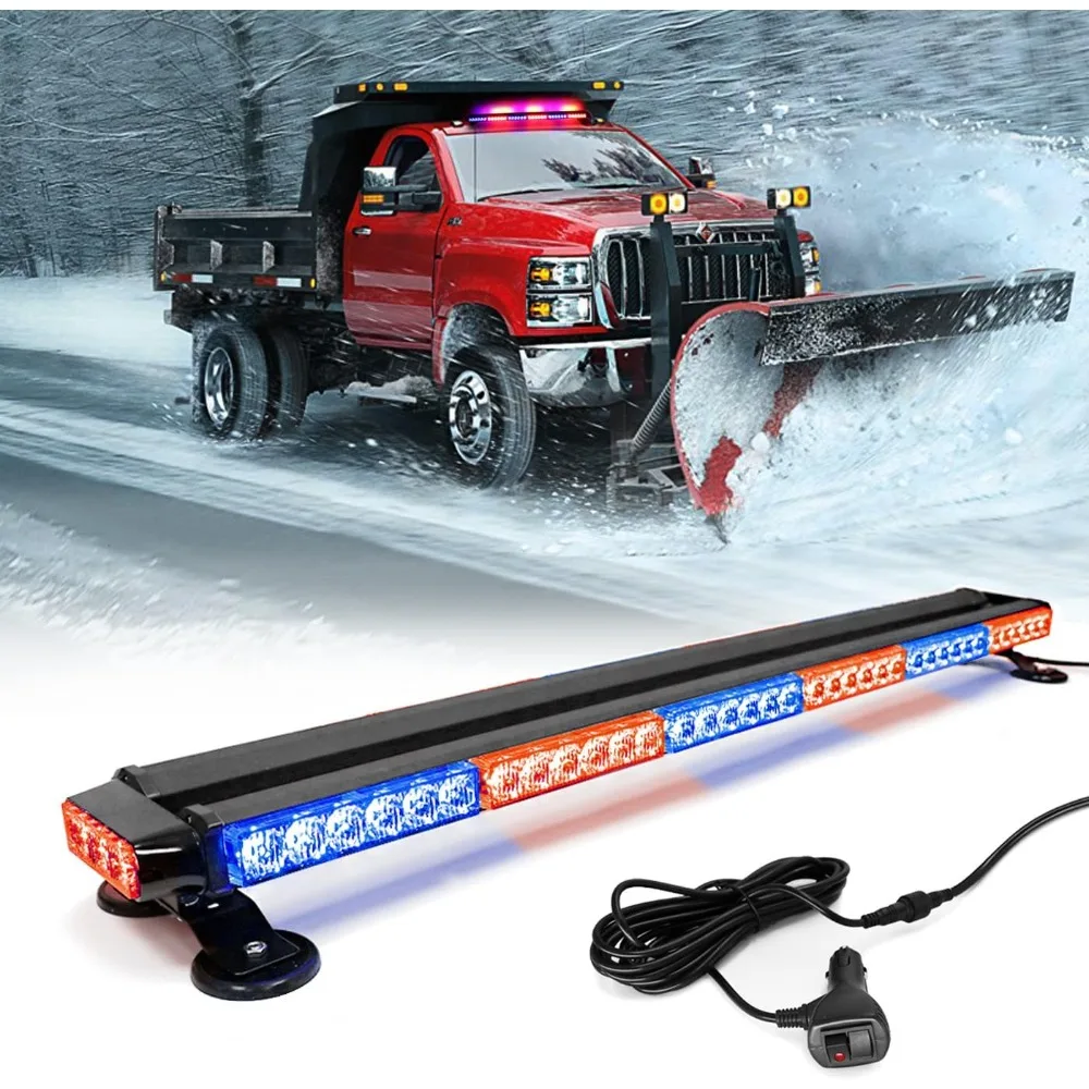 

38'' 78 LED Emergency Strobe Rooftop Flashing Light Bar, Double Side Hazard Warning Beacon Safety w/Magnetic for Tow Vehicles Fi