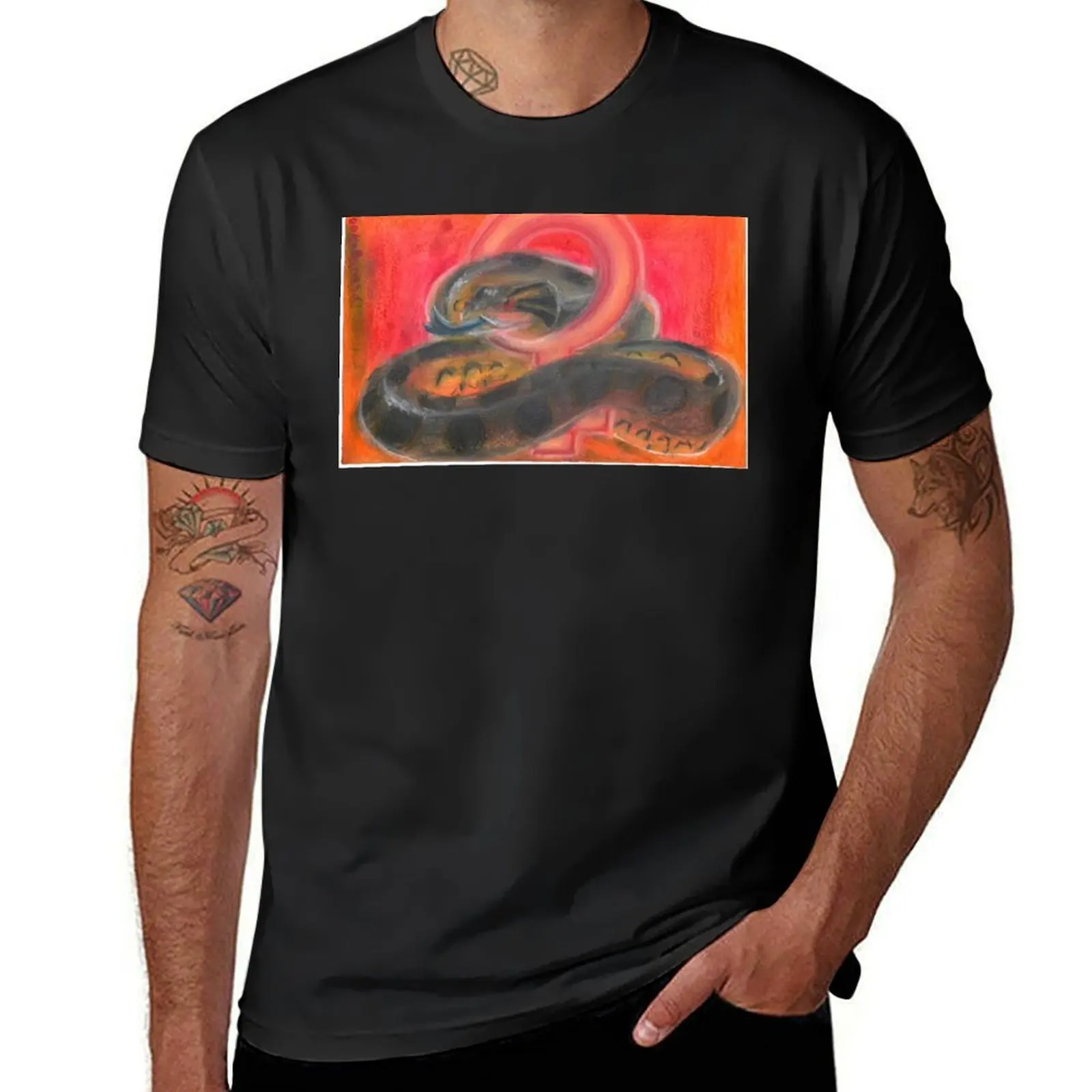 

Reptile March theme art Green anaconda T-Shirt street wear black t shirts for men