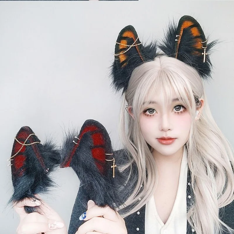 

Dark Exotic Jackal & Cat Ears Headband Anubis Style Cosplay Hair Hoop for Egyptian Themed Party