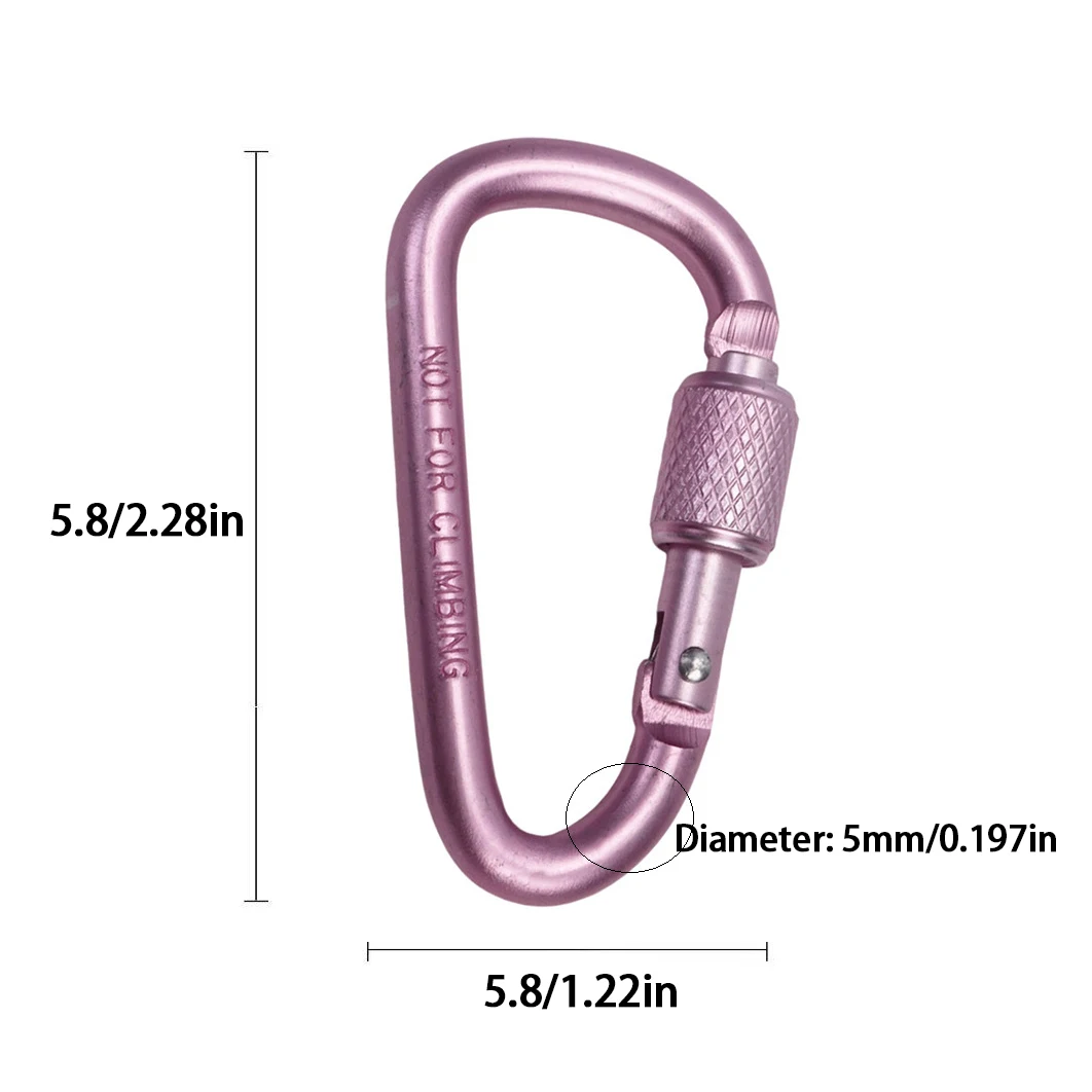 5 Stück Karabiner aus Aluminiumlegierung, Sicherheitsschnalle, Schlüsselanhänger mit Schloss, Kletterkarabiner in D-Form, Camping- und Wanderhaken, verschiedene Farben – Detail 4