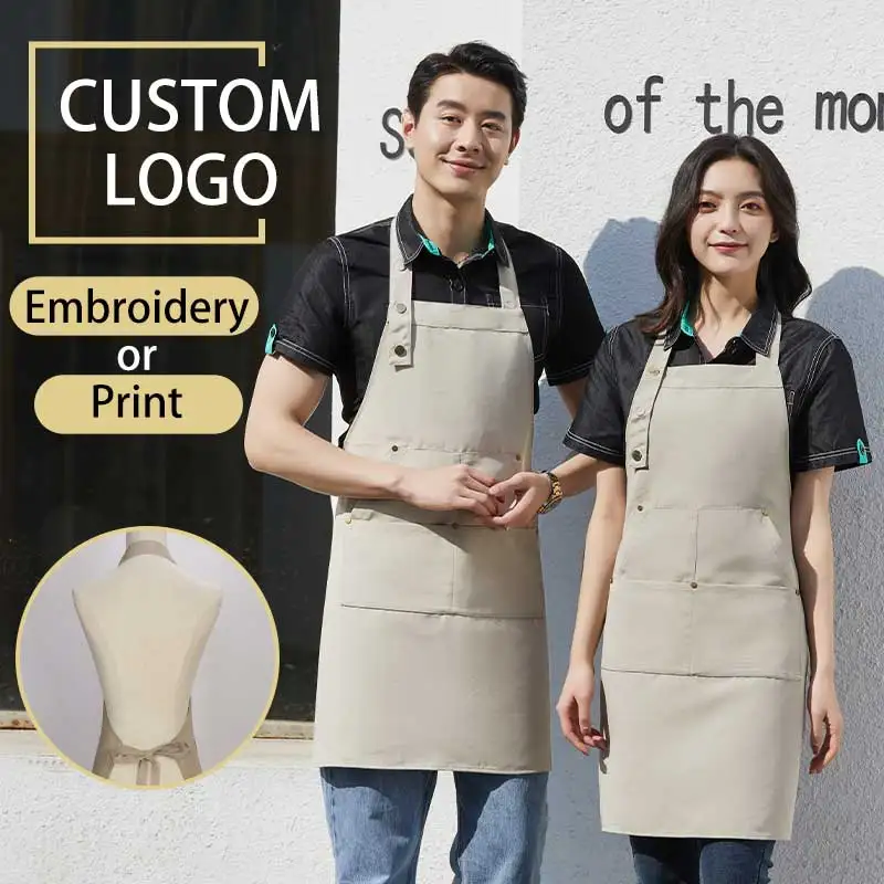 Hotel Waiter Apron Restaurant Work Apron For Men Chef Apron Fashion Apron Women's Kitchen Apron Custom Print or Embroidery Logo