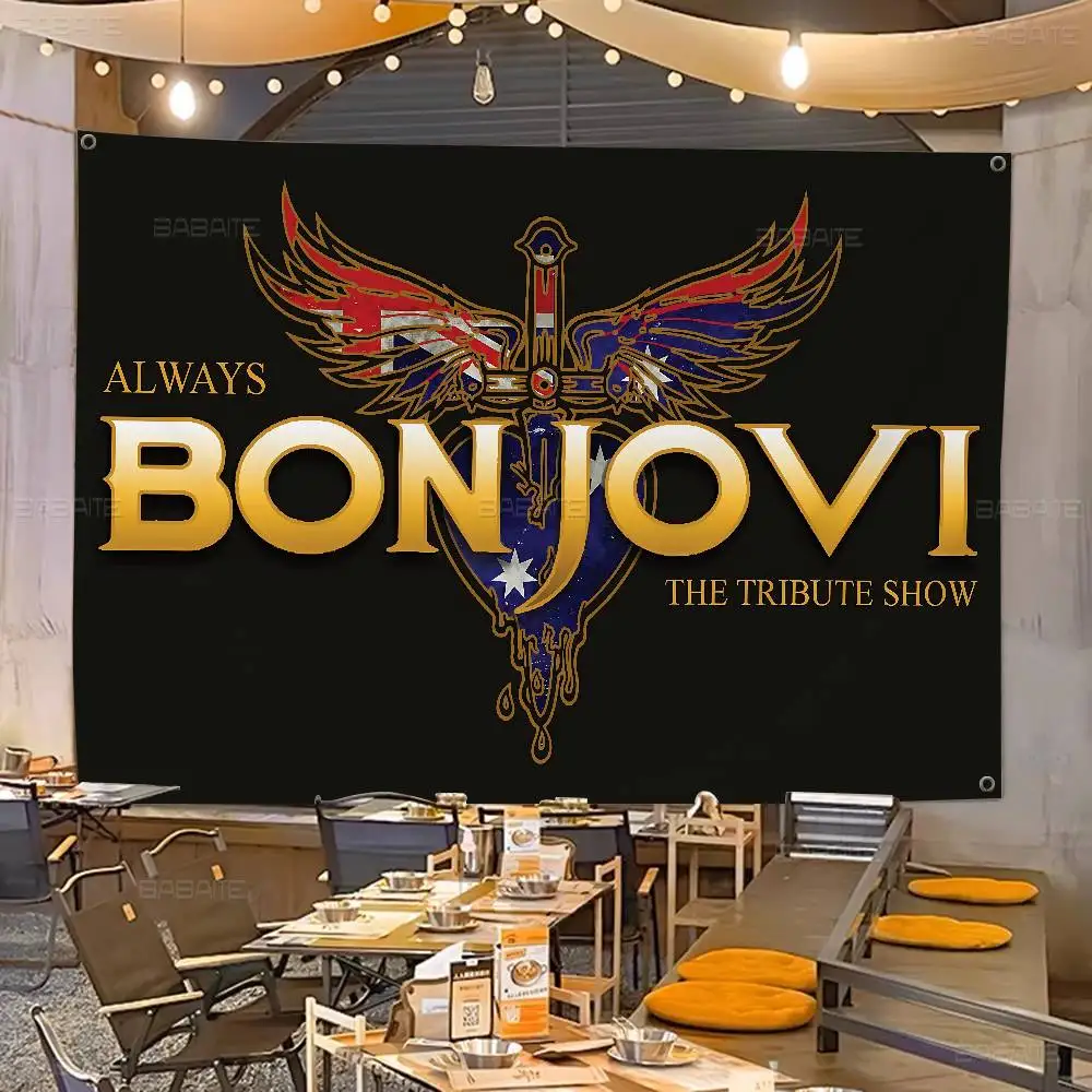 Banderas Grandes B-BonS J-Jovi con Patrones Impresos, Decoraciones Interesantes para Fiestas de Cumpleaños