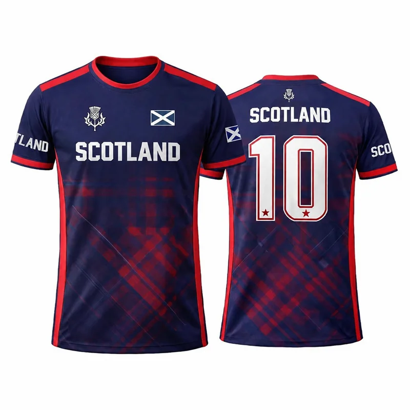 Fashion Scotland Flag Graphic Football Jersey For Men Summer Trendy 3D Printed Sports T Shirts Loose Breathable Soccer Tees