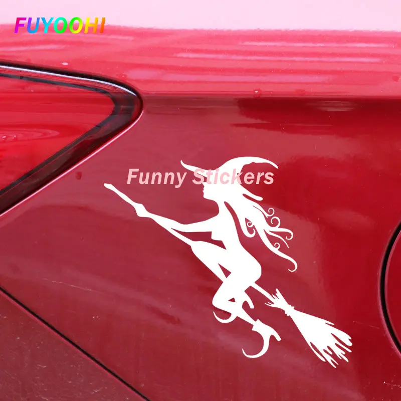 FUYOOHI Play Stickers Vinyl Stickers Cute Witch Motorcycle Helmet Trunk Car Decorative Accessories Creative Waterproof Decals