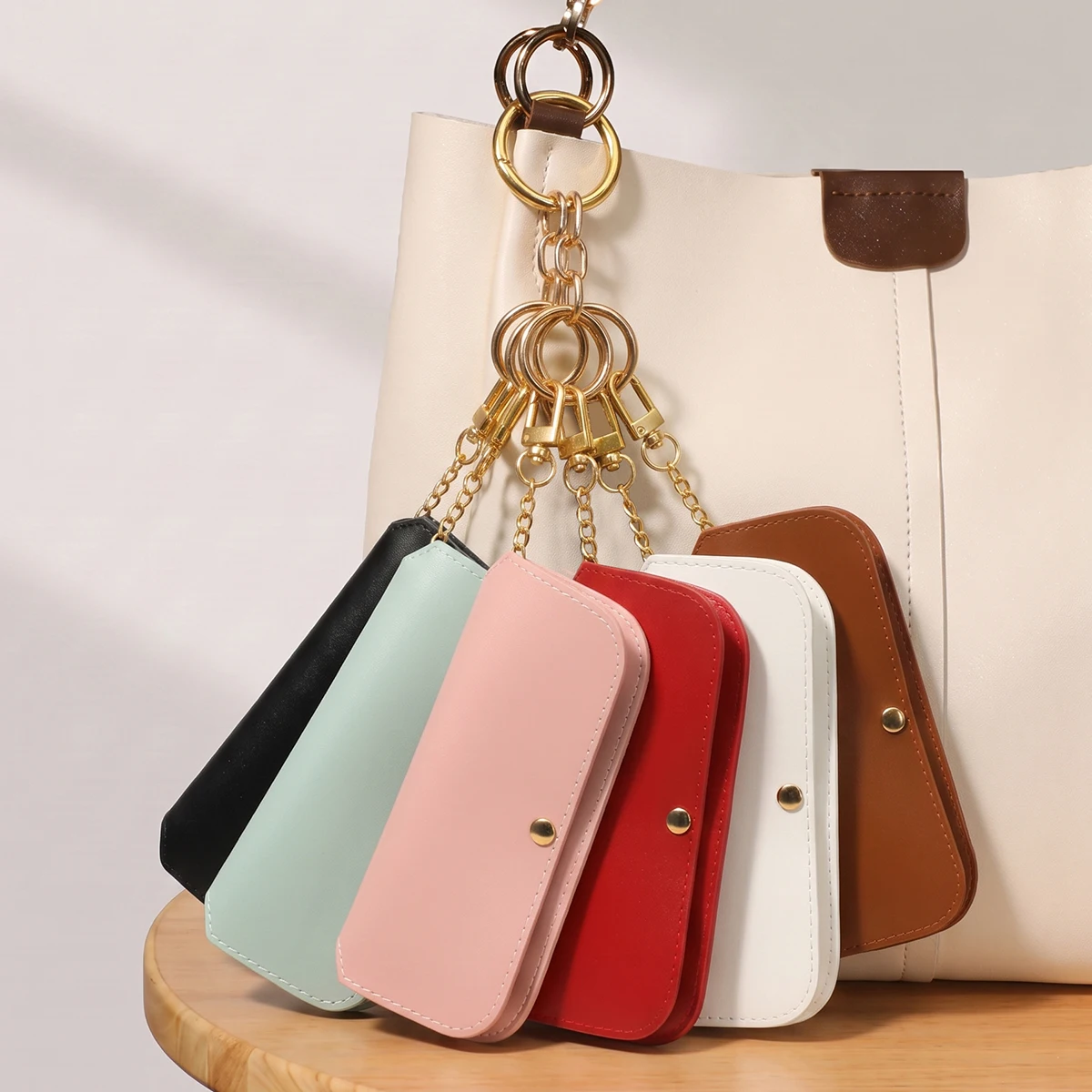 1 Unisex Multi-Color Pu Eyeglass Storage Bag with Hanging Buckle, Can Be Hung on a Bag, Portable for Storage, Easy to Carry, Suitable for Outdoor Travel and Daily Storage Use