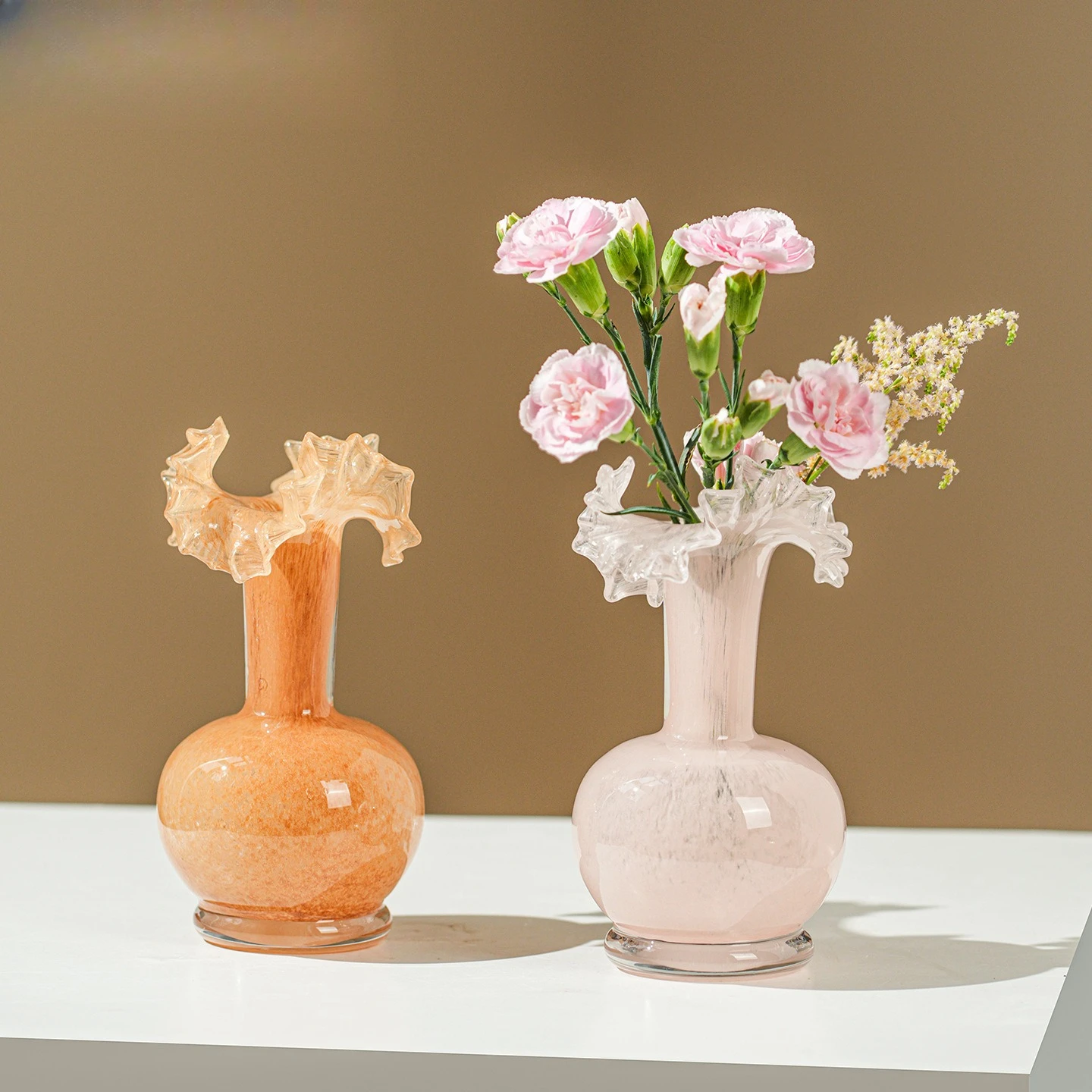 

French cute retro windshield vase hydroponic flower arrangement rose living room dining table glazed flower utensils
