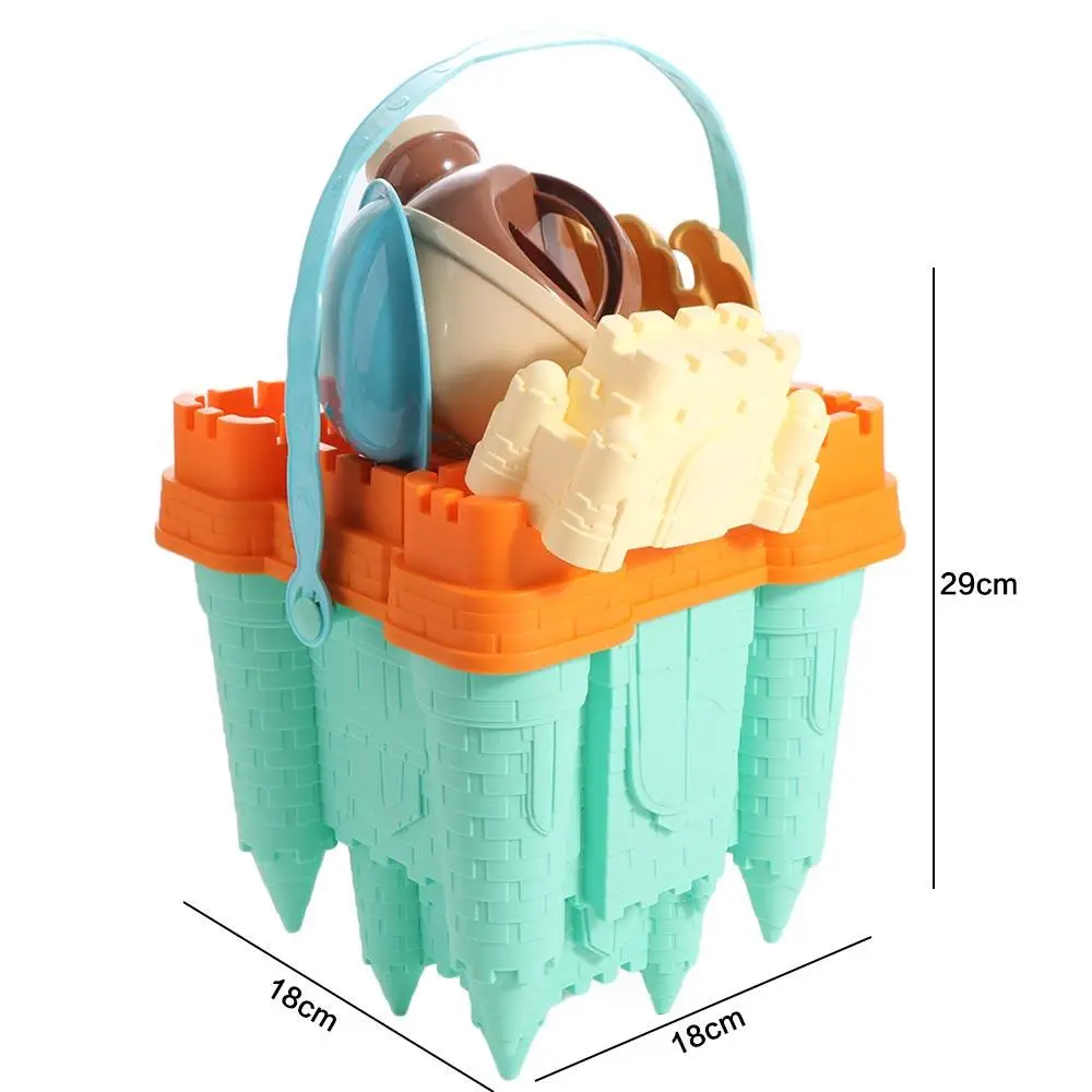 Summer Toys Beach Sand Toys Set Beach Accessories Yellow Castle Sand Mold Toy Plastic Fun Castle Bucket Play Sand Set