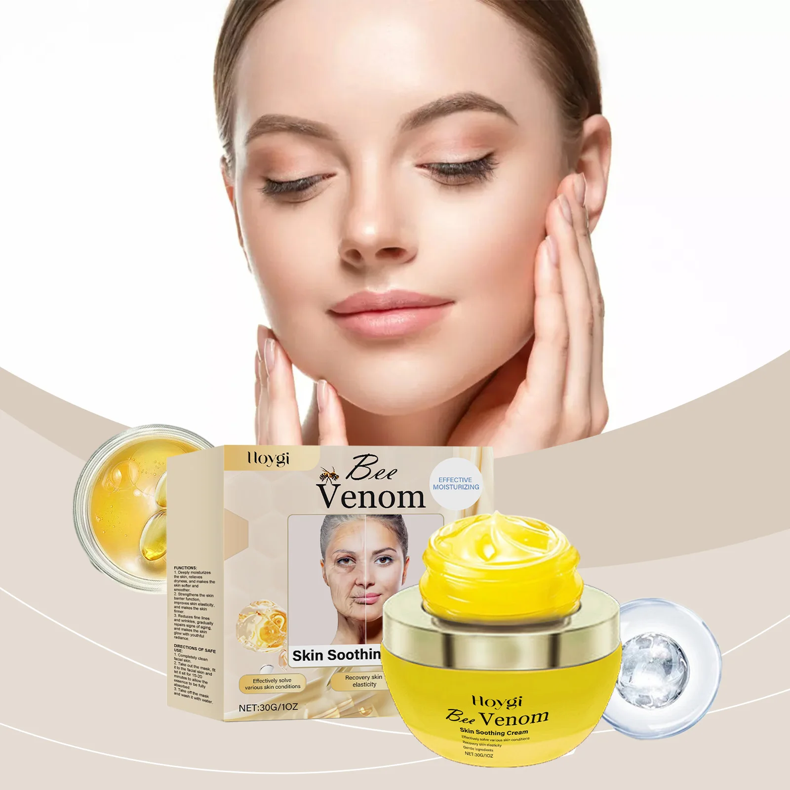 Firming and Moisturizing Skincare Cream with Bee Venom Tightens and Softens Skin Reduces Fine Lines Facial Care Cream